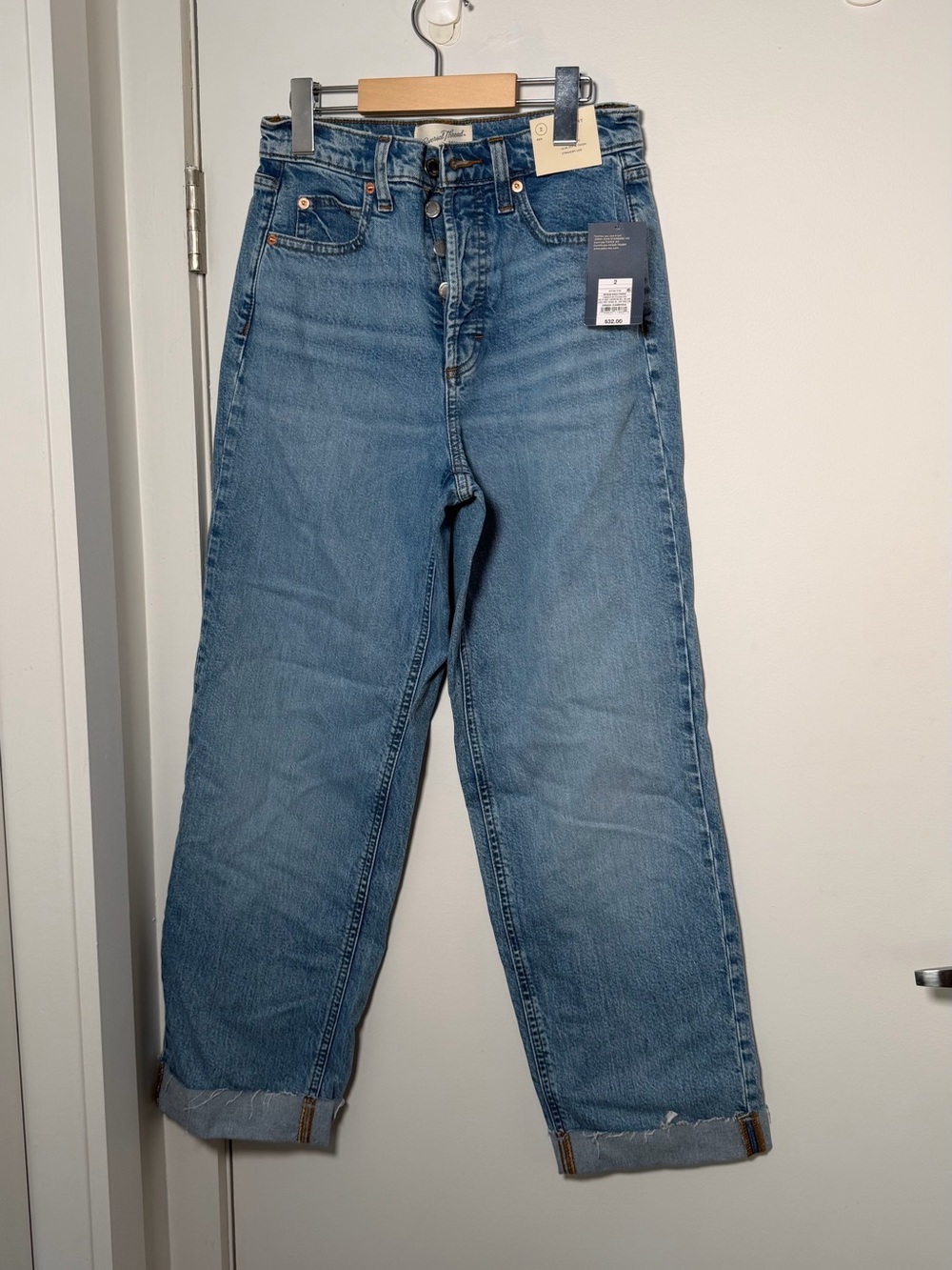 Universal Thread Light Blue Straight Leg Jeans with Rolled Hem